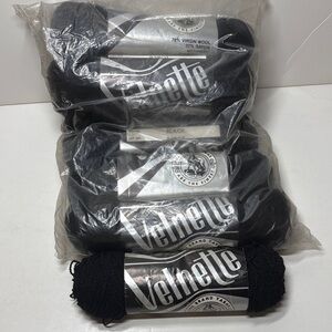 Fox Brand Yarn Velnette Wool/Rayon 7 Skeins Black